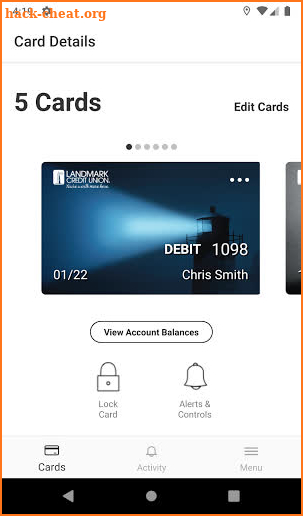 Landmark Card Controls screenshot
