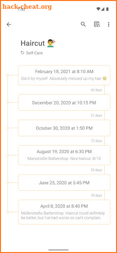 Last Time - Activity timeline manager screenshot