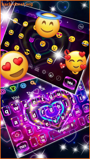 Lavender Neon Heart Keyboard Theme screenshot