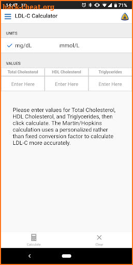 LDL Cholesterol Calculator screenshot