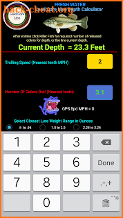 Lead Core Line Precision Trolling Depth Calculator screenshot