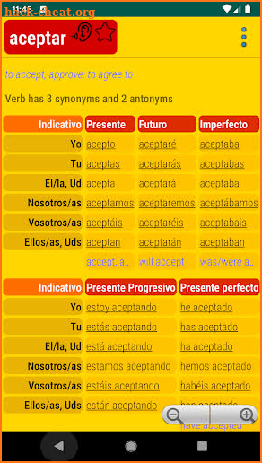 Learn Spanish grammar and verb conjugation screenshot