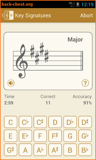 Learn to read music notes and key signatures screenshot