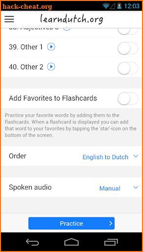 learndutch.org - Flashcards screenshot