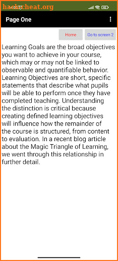 learning objectives screenshot