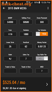 Leasematic Car Lease/Loan Calc screenshot