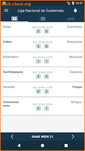 Liga Nacional de Fútbol de Guatemala. Liga Mayor A screenshot