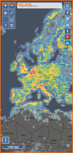 Light pollution map screenshot