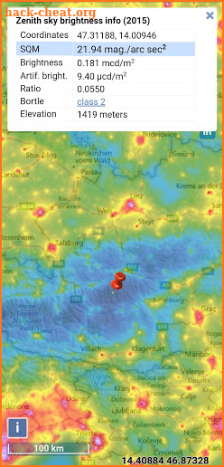 Light pollution map screenshot