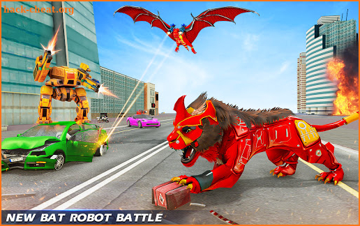 Lion Robot Car Game 2021 – Flying Bat Robot Games screenshot