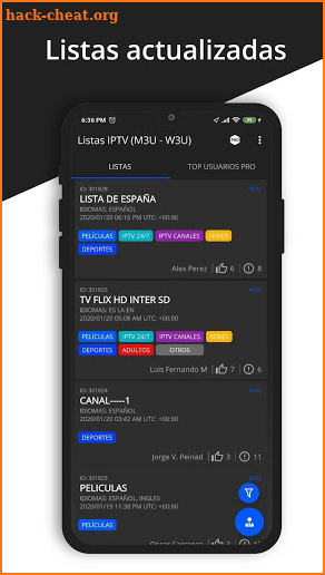 Listas IPTV screenshot