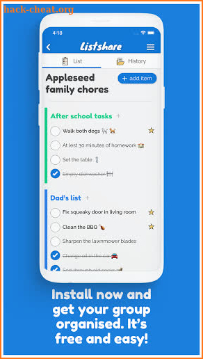 Listshare shared shopping list screenshot