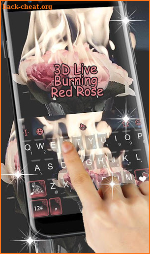 Live 3D Burning Red Rose Keyboard Theme screenshot