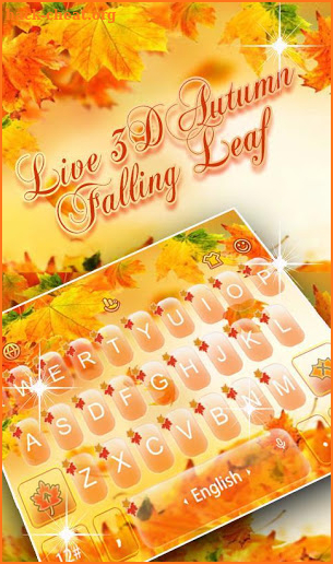 Live 3D Golden Autumn Falling Leaf Keyboard Theme screenshot