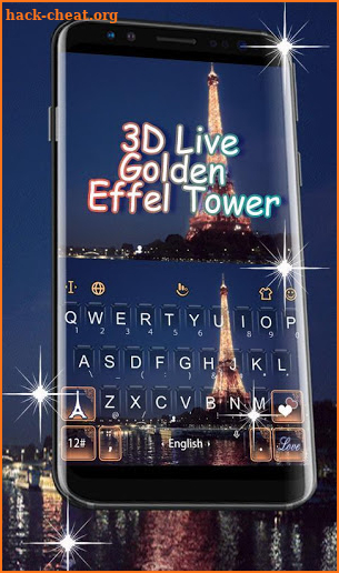 Live 3D Golden Eiffel Tower Keyboard Theme screenshot