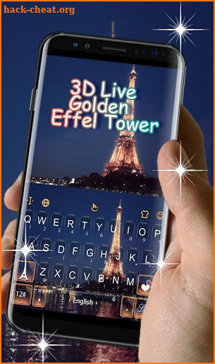 Live 3D Golden Eiffel Tower Keyboard Theme screenshot