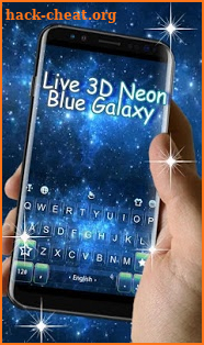 Live 3D Neon Blue Galaxy Keyboard Theme screenshot