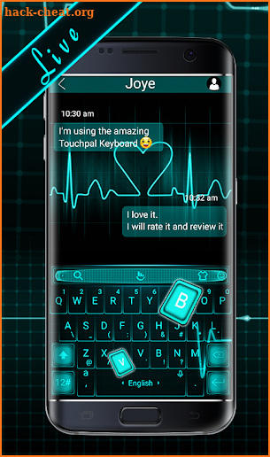 Live 3D Neon Heart Keyboard Theme screenshot