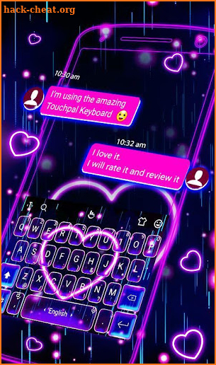 Live 3D Neon Sparkling Heart Keyboard Theme screenshot