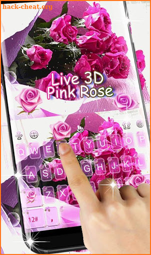 Live 3D Pink Rose Keyboard Theme screenshot