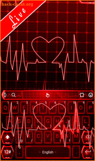 Live 3D Red Neon Heart Keyboard Theme screenshot