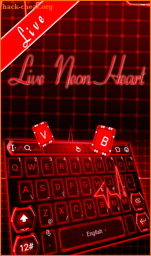 Live 3D Red Neon Heart Keyboard Theme screenshot
