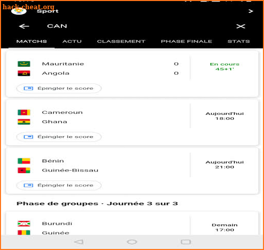 Live & scores African Cup 2019 screenshot