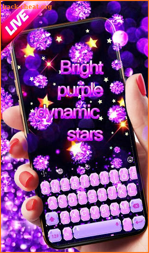 Live Bright Purple Stars Keyboard Theme screenshot