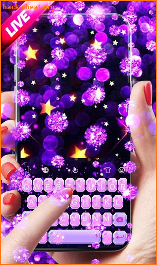 Live Bright Purple Stars Keyboard Theme screenshot