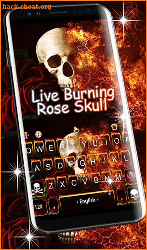 Live Burning Rose Skull Keyboard Theme screenshot
