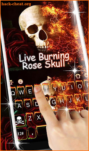 Live Burning Rose Skull Keyboard Theme screenshot