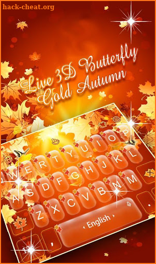 Live Butterfly Gold Autumn Leaves Keyboard Theme screenshot