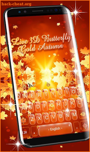 Live Butterfly Gold Autumn Leaves Keyboard Theme screenshot