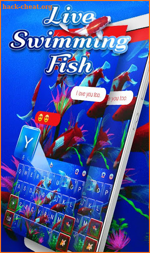 Live Cute Swimming Fish Emoji Keyboard Theme screenshot