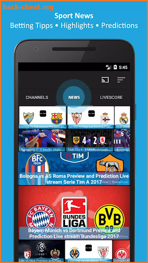 Live football tv app screenshot