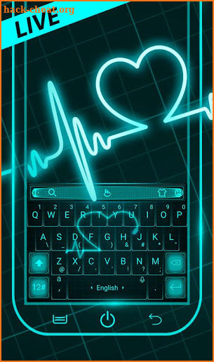 Live Neon Blue Heart Keyboard Theme screenshot