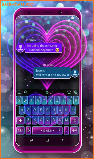 Live Neon Color Heart Keyboard Theme screenshot
