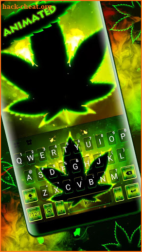 Live Neon Green Leafs Keyboard Theme screenshot