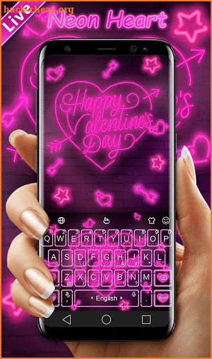 Live Neon Heart Keyboard Theme screenshot