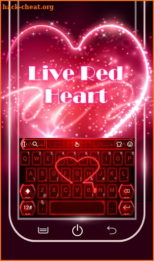 Live Neon Red Heart Keyboard Theme screenshot