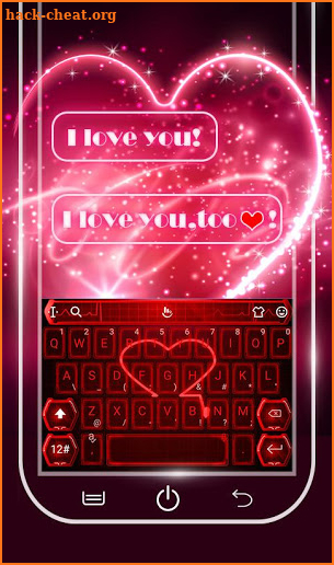 Live Neon Red Heart Keyboard Theme screenshot