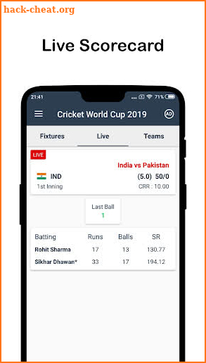 Live Score: Cricket WorldCup 2019 screenshot