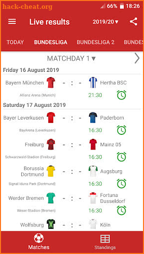 Live Scores for Bundesliga 2019/2020 screenshot