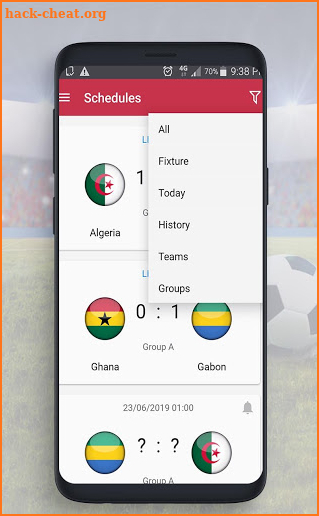 Live scores for the African Cup 2019 screenshot