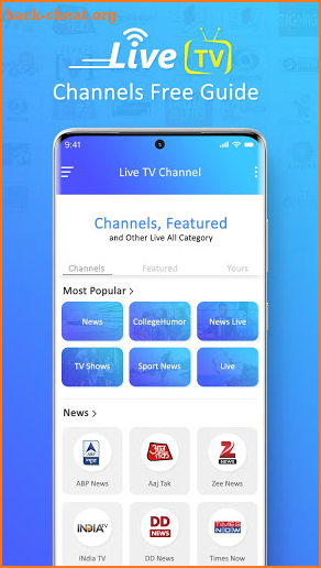 Live TV All Channels Free Guide - Live TV Shows screenshot