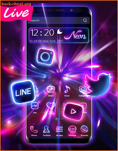 Lively 3D Neon Light Theme screenshot