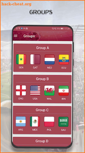 Livescore of World Cup 2022 screenshot