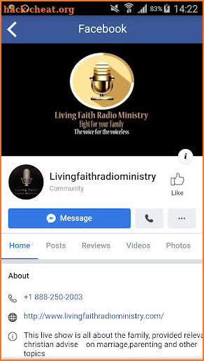 living faith radio ministry screenshot