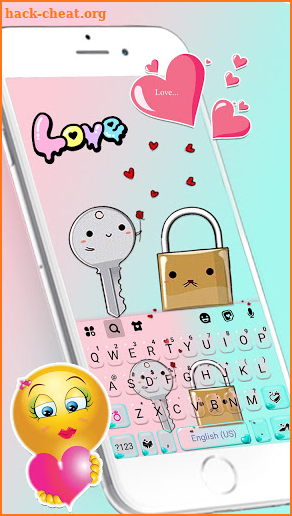 Lock and Key Love Keyboard Background screenshot