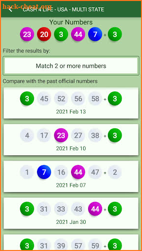 Lottery generator based on statistics of results screenshot